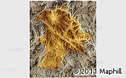 Physical 3D Map of Lancang, semi-desaturated