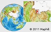 Physical Location Map of Lancang, highlighted country