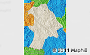Shaded Relief Map of Lancang, political outside