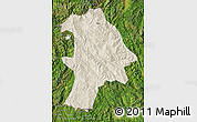 Shaded Relief Map of Lancang, satellite outside