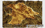 Physical Panoramic Map of Lancang, darken