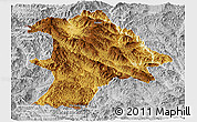 Physical Panoramic Map of Lancang, lighten, desaturated