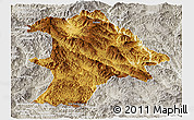 Physical Panoramic Map of Lancang, lighten, semi-desaturated