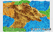 Physical Panoramic Map of Lancang, political outside