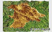 Physical Panoramic Map of Lancang, satellite outside