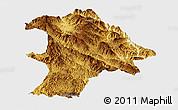 Physical Panoramic Map of Lancang, single color outside