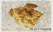Physical 3D Map of Luchun, shaded relief outside