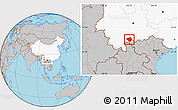 Gray Location Map of Luchun, highlighted country