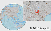 Gray Location Map of Luchun, hill shading