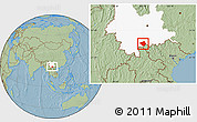 Savanna Style Location Map of Luchun, highlighted parent region, hill shading
