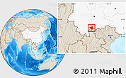 Shaded Relief Location Map of Luchun, highlighted country