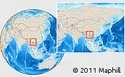 Shaded Relief Location Map of Luchun, highlighted parent region, within the entire country