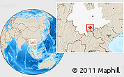 Shaded Relief Location Map of Luchun, highlighted parent region