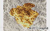 Physical Map of Luchun, lighten, semi-desaturated