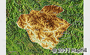Physical Map of Luchun, satellite outside