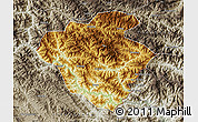 Physical Map of Luchun, semi-desaturated