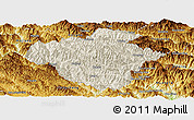 Shaded Relief Panoramic Map of Luchun, physical outside