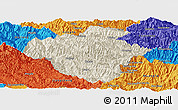 Shaded Relief Panoramic Map of Luchun, political outside