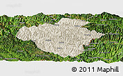 Shaded Relief Panoramic Map of Luchun, satellite outside