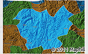 Political 3D Map of Lufeng, darken