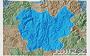 Political 3D Map of Lufeng, semi-desaturated