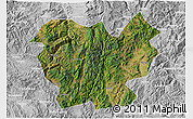 Satellite 3D Map of Lufeng, lighten, desaturated