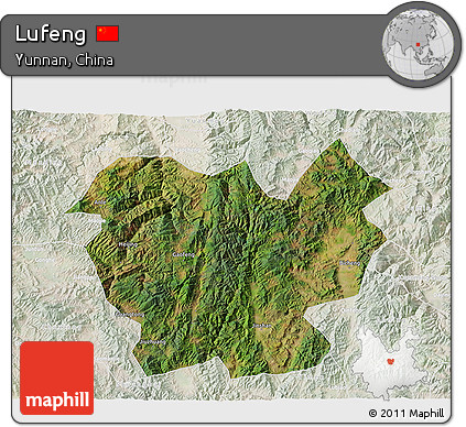 Satellite 3D Map of Lufeng, lighten