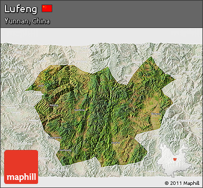Satellite 3D Map of Lufeng, lighten