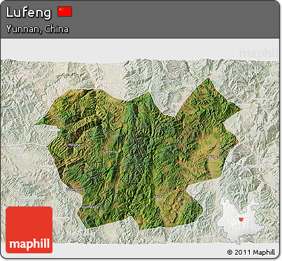 Satellite 3D Map of Lufeng, lighten