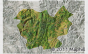 Satellite 3D Map of Lufeng, lighten, semi-desaturated
