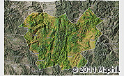 Satellite 3D Map of Lufeng, semi-desaturated