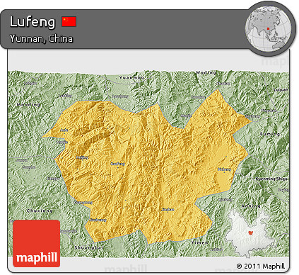 Savanna Style 3D Map of Lufeng