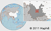Gray Location Map of Lufeng, highlighted country, highlighted parent region, hill shading