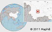 Gray Location Map of Lufeng, highlighted country, hill shading