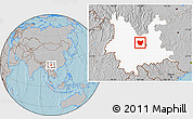 Gray Location Map of Lufeng, highlighted parent region, hill shading