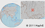 Gray Location Map of Lufeng, hill shading
