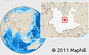 Shaded Relief Location Map of Lufeng, highlighted parent region