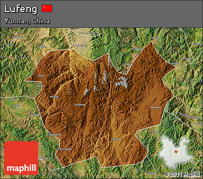 Physical Map of Lufeng, satellite outside