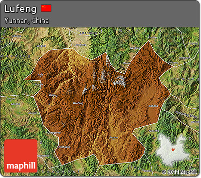 Physical Map of Lufeng, satellite outside
