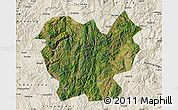 Satellite Map of Lufeng, shaded relief outside