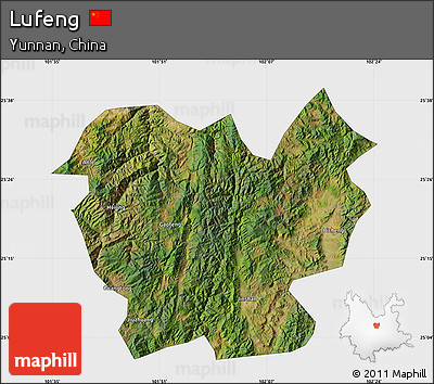 Satellite Map of Lufeng, single color outside