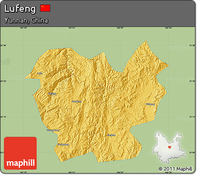 Savanna Style Map of Lufeng, single color outside