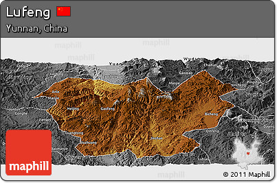 Physical Panoramic Map of Lufeng, desaturated
