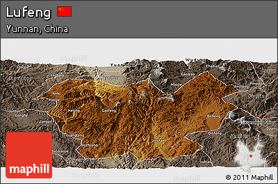 Physical Panoramic Map of Lufeng, semi-desaturated