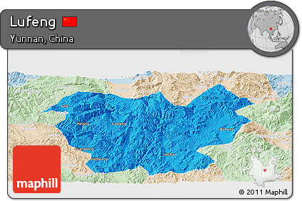 Political Panoramic Map of Lufeng, lighten