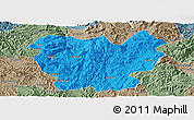 Political Panoramic Map of Lufeng, semi-desaturated