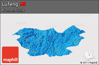 Political Panoramic Map of Lufeng, single color outside