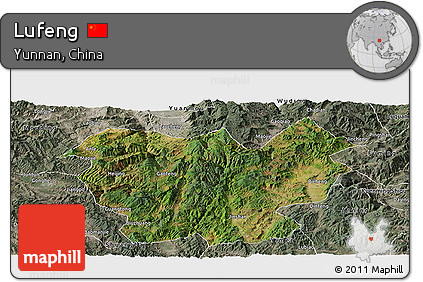 Satellite Panoramic Map of Lufeng, semi-desaturated
