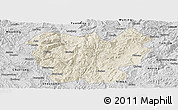 Shaded Relief Panoramic Map of Lufeng, desaturated