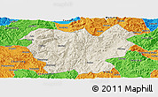 Shaded Relief Panoramic Map of Lufeng, political outside